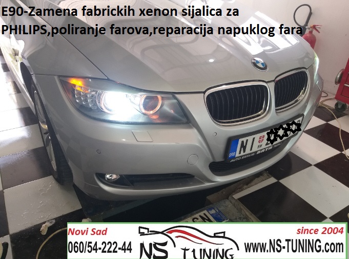 bmw e90 2007 xenon farovi d1s sijalica zamena ugradnja novi sad tuning ns auto servis poliranje reparacija